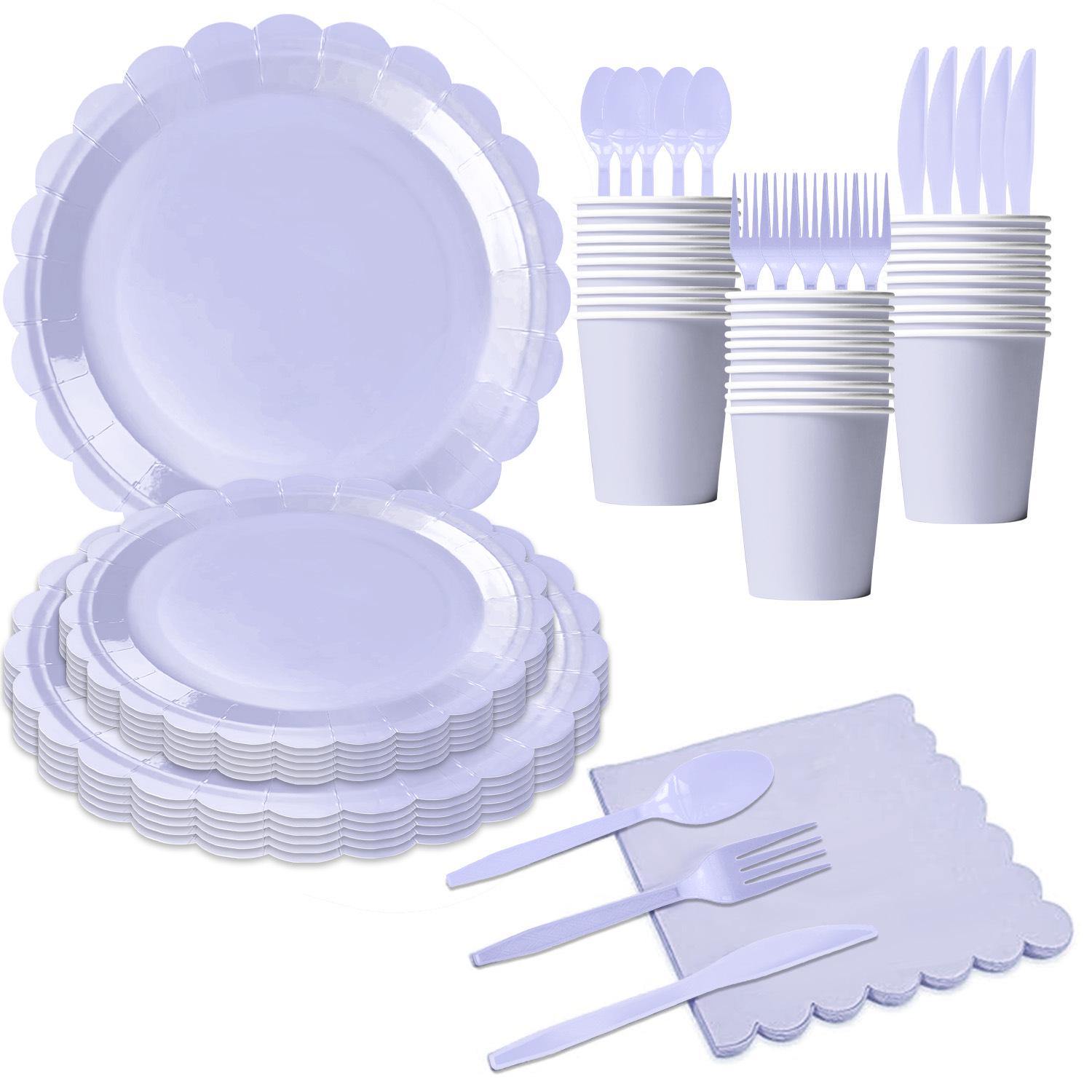 

Набір паперових стаканів, серветок та скатертини для дитячого дня народження з мереживним візерунком одного кольору Straws 25PCS