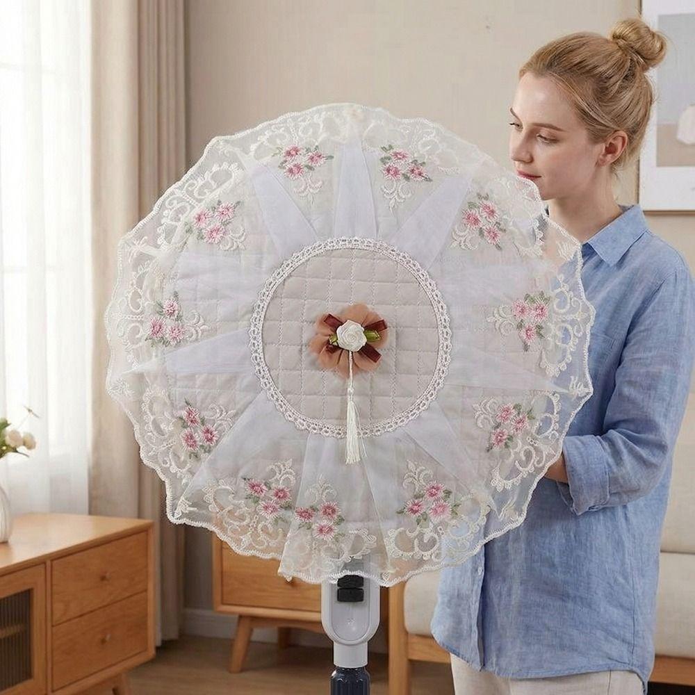 Round Standing Fan Covers Floral Protective Case Minimalist Mesh Covers  Desktop Fan