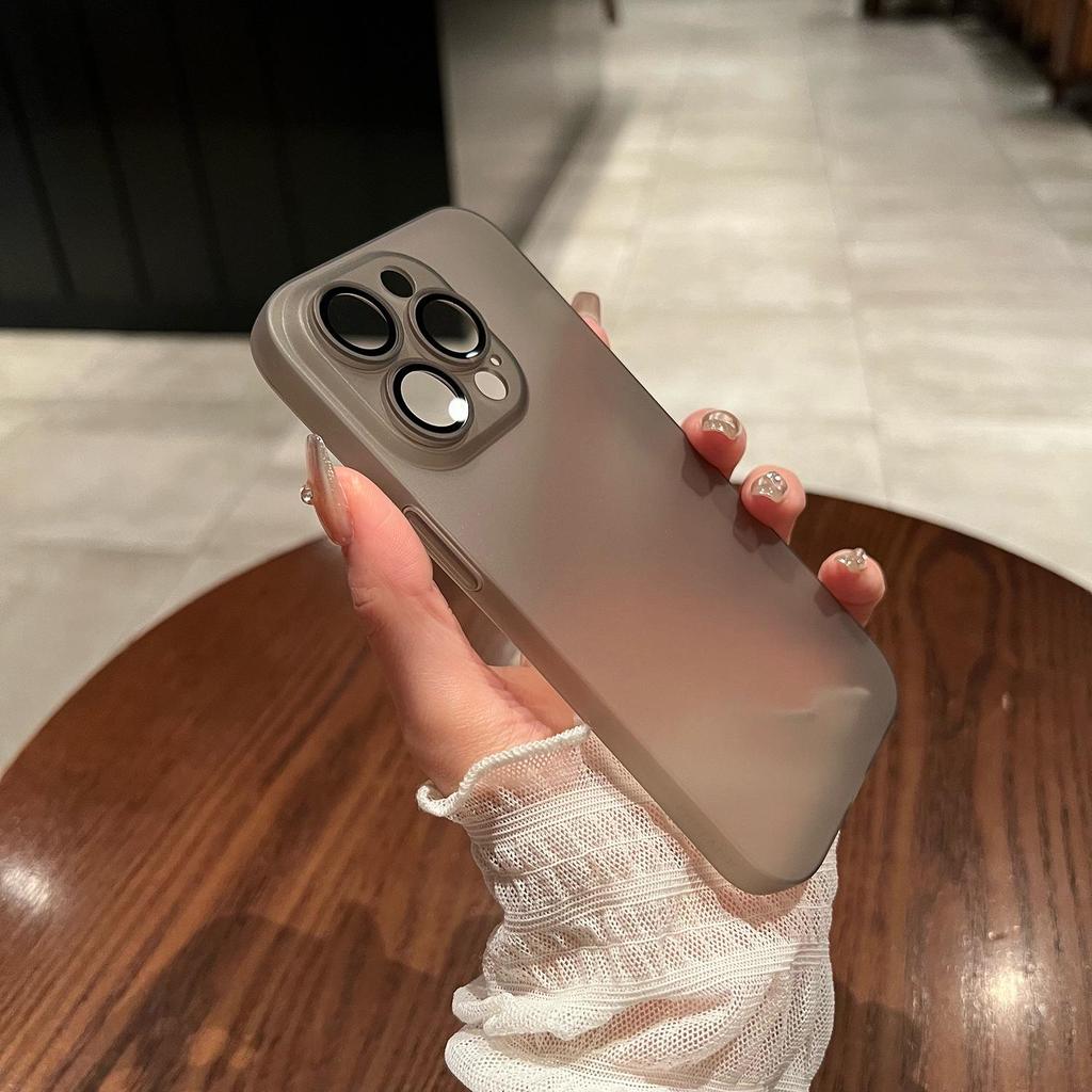 Compatible Frosted Ultra-thin Phone Case for iPhone 14 Promax, 15, 16, 17 with Built-in Lens Film.