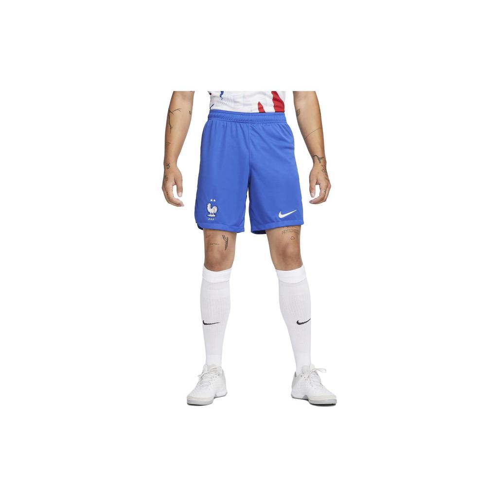 Nike FFF France National Team Soccer Shorts Logo Print Elastic Waist Straight Leg Mid Rise Casual Shorts Men Shorts Blue DN0730-480