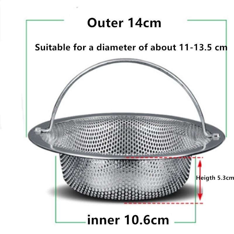 Filtre d'évier en acier inoxydable 304, 3 tailles, avec poignée, filtre d'évier à mailles fines, pour cuisine, style léger et profond