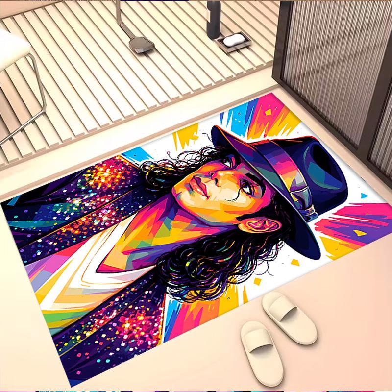 Michael Jackson Print Rug, Washable Floor Carpet, For Entryway Dorm Laundry Room Office Study, Home Decor Birthday Christmas Gift