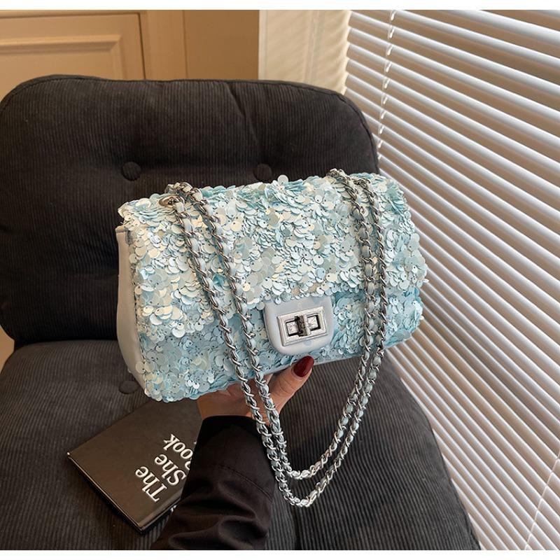 

Женская сумка новый ветер тяжелая промышленность ПВХ с пайетками цветок маленькая квадратная сумка сверкающая легкая роскошная сумочка синий