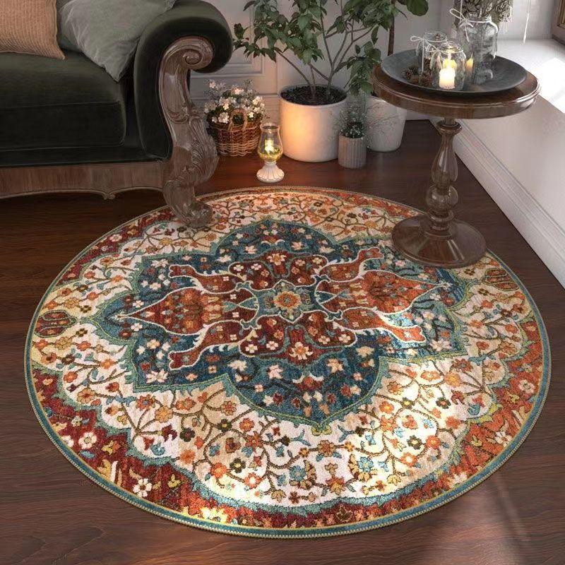 Ethnic Style Carpet Retro Bohemian Style Geometric Pattern Carpet Living Room Bedroom Study Non Slip Mat Home Decoration