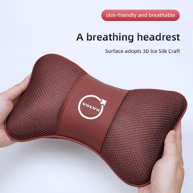 Car Seat Headrest Ice Silk Neck Pillow For Volvo XC60 V60 XC40 XC90 S60 C30 V70 AWD S90 Car Interior Removable Washable Headrest