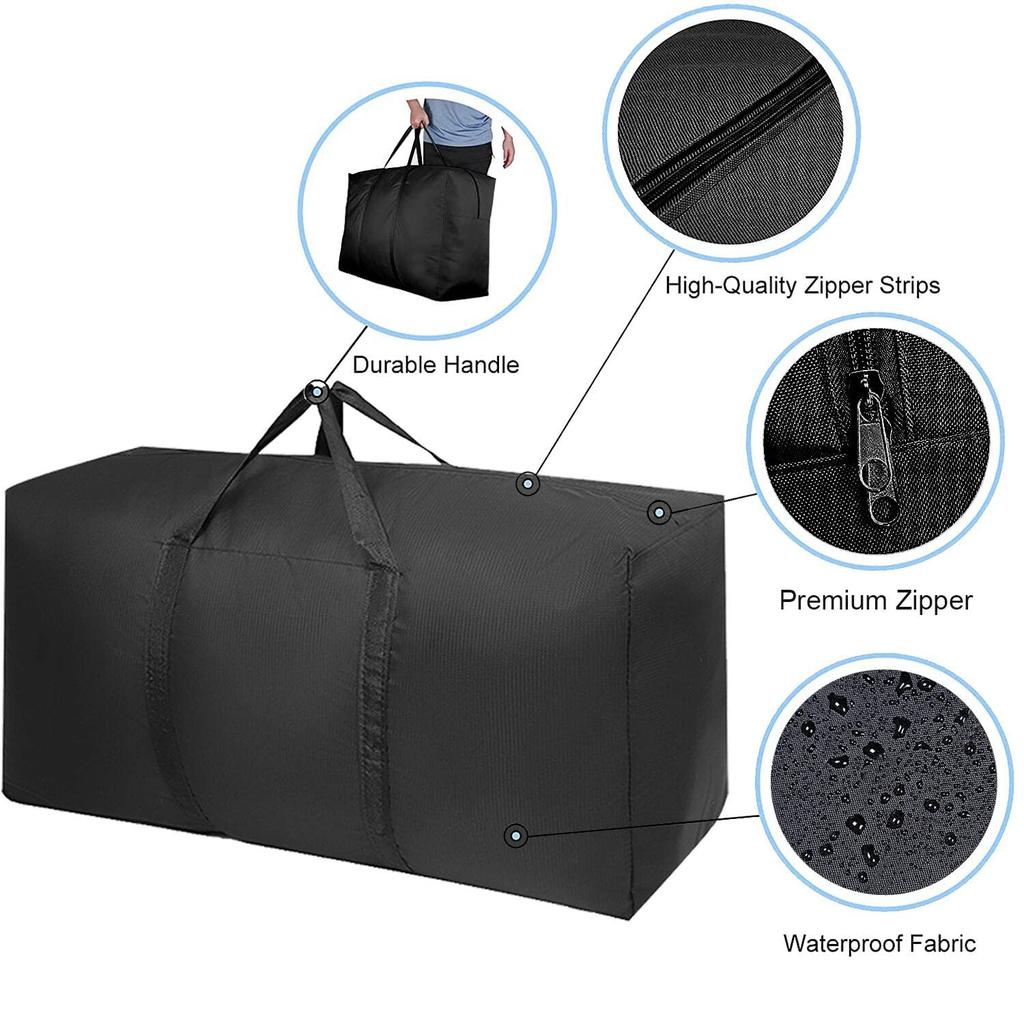 1pc Oxford Cloth Large Storage Bag with Reinforced Handles and Double Zipper,Portable 80*48*25cm Home Storage Bags