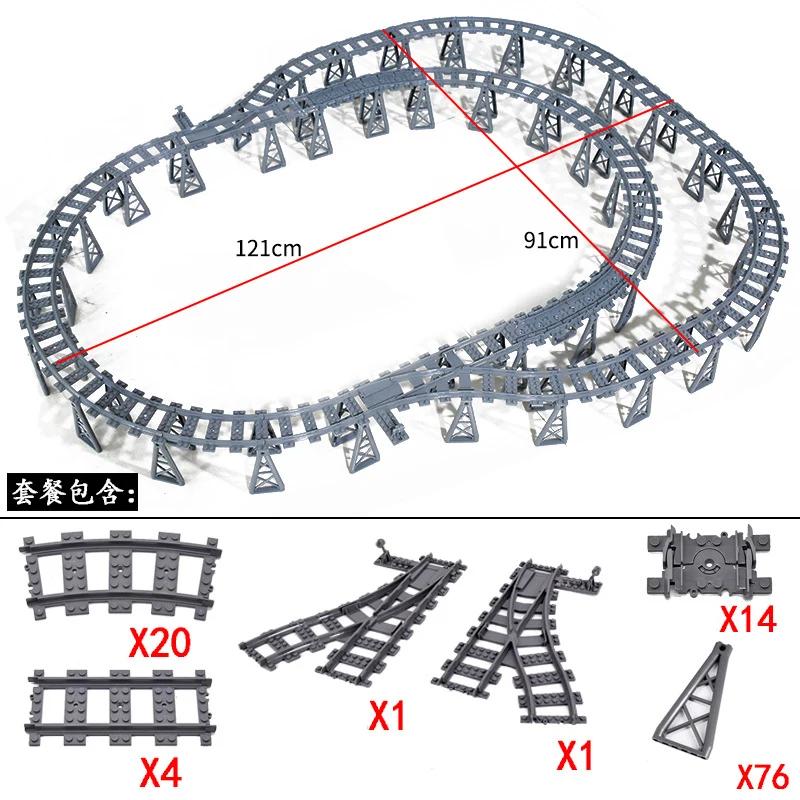 Compatible With LEGO MOC Railroad Bridge Train Track Combination Scene Building Blocks DIY Cross Track Bricks Toys Rail Car