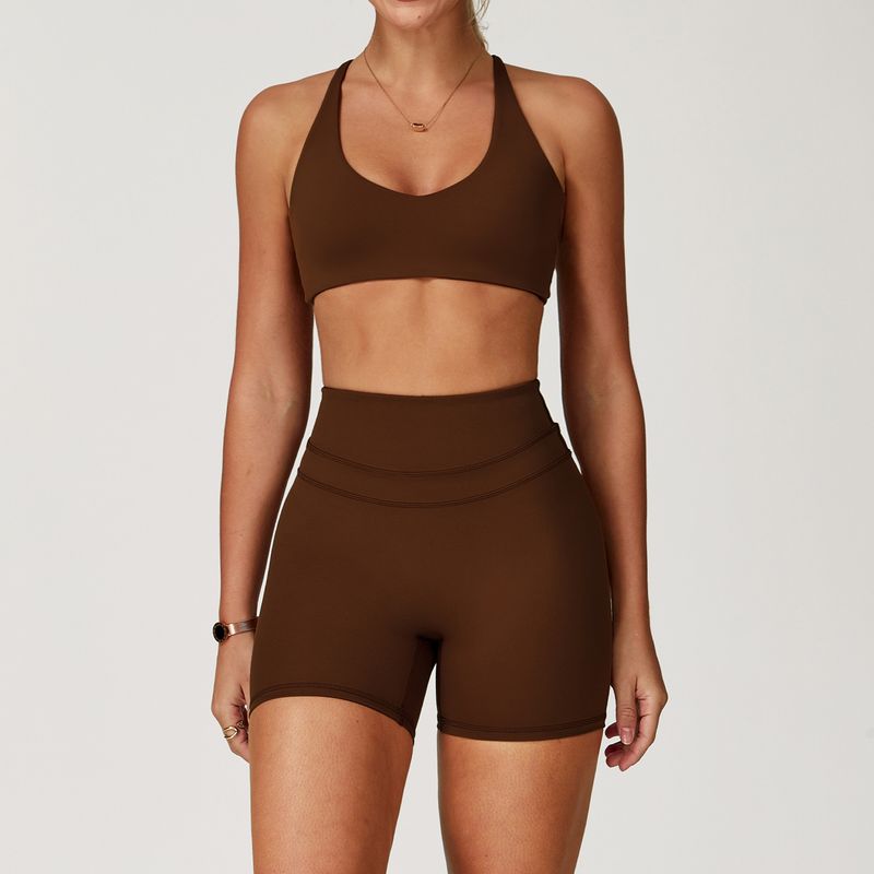 Guangzhou Zechuang Clothing Co., Ltd. Brushed Tight Back Yoga Suit Stretch High Waist Workout Clothes for Women Running
