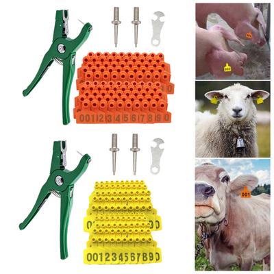 Cattle Ear Tags 001 To 100 Number Plastic Livestock Animal Tag Ear Tag Applicator Kit for Cows Goats Sheep Pigs