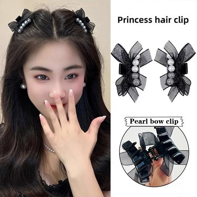 Sweet Pearl Bowknot Mesh Hair Clip Small Hairpin Hairgrip For Girls Women Bow Barrette Headwear Hair Accessories