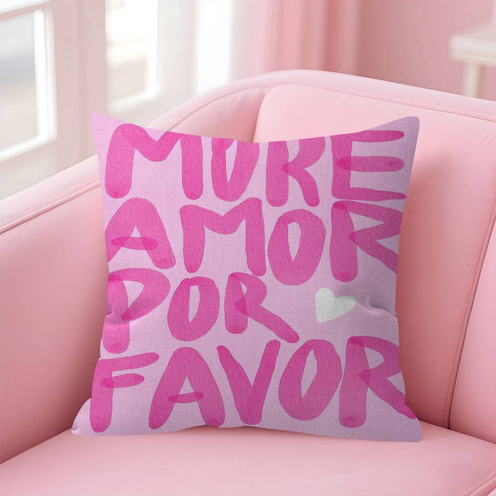 Nordic More Amor Por Favor Colorful Eclectic Pink Love Personalized Picture Text Home Decorative Pillows Household Gifts 45x45cm