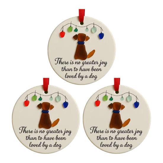 Sea Glass Art Animal Ornament Pet Memorial Christmas Tree Hanging Decor Keepsake Gift for Cats Dogs Lovers Holiday Home Decor