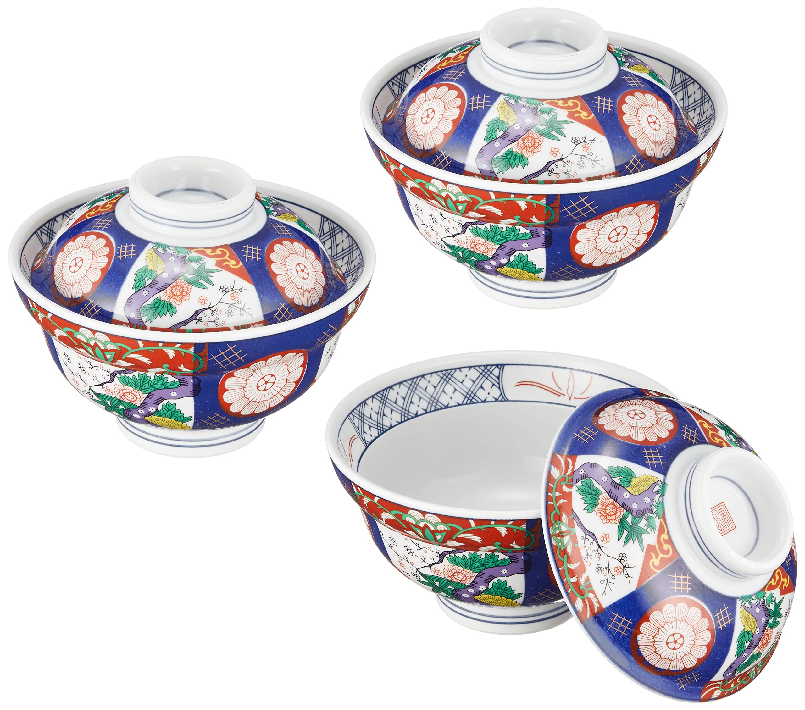 

Set of Large tea bowl with Nishiki peony lid bowl x Japanese Commercial 3, lid, [15.5 11.8cm] [Restaurant, Inn, tableware, Restaurant, use, Tableware,