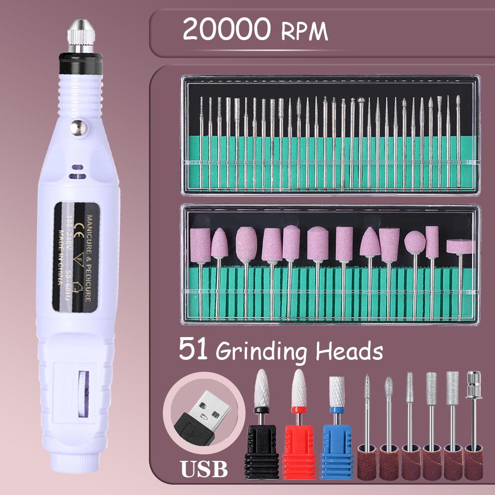 YIKOOLIN Acrylic Nail Drill Kit 20000 RPM Electric Nail File Portable Gel Remover with Drill Bits Nail Care Tools Set