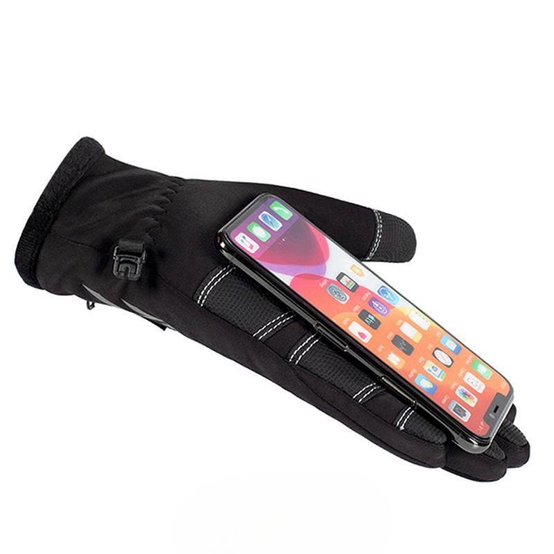 Autumn and Winter Warm Gloves Men Plus Velvet Thickened Cold Proof Waterproof Zipper Cycling Gloves Anti Slip Touch Screen Outdoor Sports