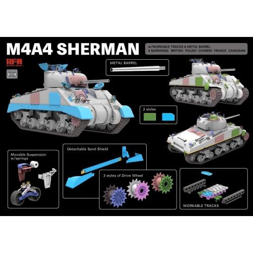 Ryefield Model 1/35 M4A4 Sherman Plastic Model Assembly Kit RFM5119