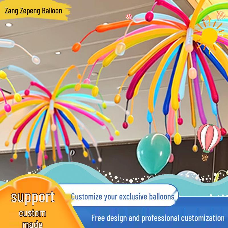 Custom Atmosphere Balloons: Fireworks, Housewarming, Birthday Props & Dopamine Long Strip Decor