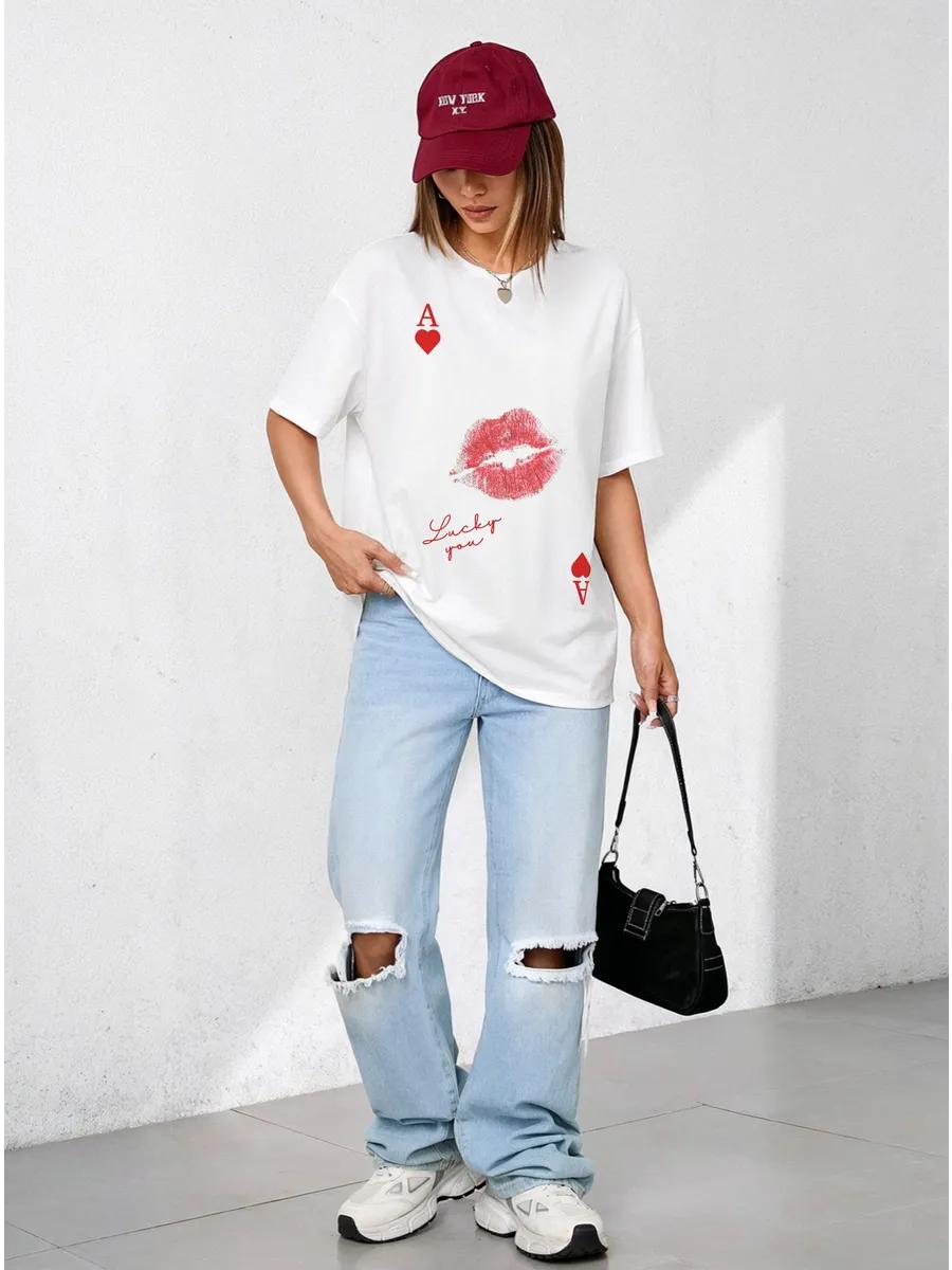 

Oversized T-shirt with lips print S