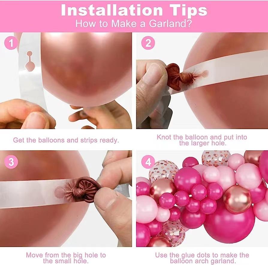 Rose Red Maca Pink Metal Rose Gold Balloon Set Girl Birthday Wedding Engagement Baby Christening Decoration