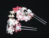 hair ornament set Furisode ceremony Tsumami work pink white silver leaf [Kyoto Usagido] 2-piece coming-of-age wk-279