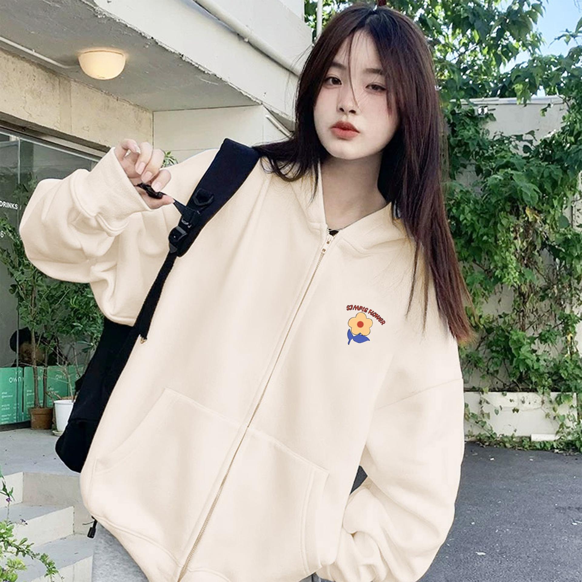 Женские свободные свитера с длинным рукавом и капюшоном с круглым вырезом — фото 7