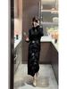 Black Velvet Cheongsam Dress for Women - Young, Trendy Autumn/Winter Style