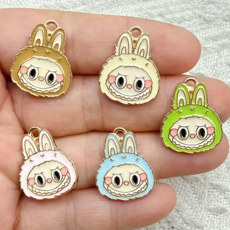 5pcs Cartoon Enamel rabbit Charm Pendants DIY Handmade Earrings Bracelets Necklaces Jewelry Making Crafts Accessories