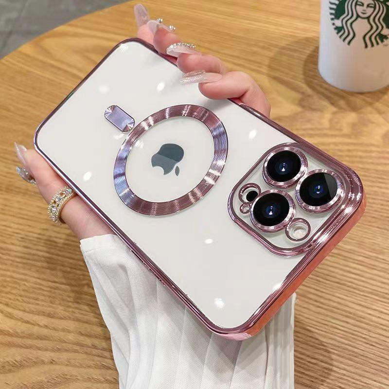 OEM JYCA-02 for Compatible TPU+Acrylic Shockproof Mobile Phone Case with Electroplate Portrait Design Camera Protector Boxed