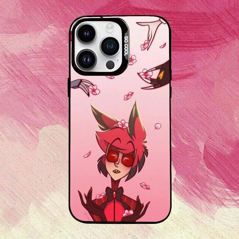 H-Hazbin H-Hotel A-Alastor Phone Case For iPhone 17,16,15,14,13,12,11 Plus,Pro Max,XS,Colored Silver Plated Inside Cover