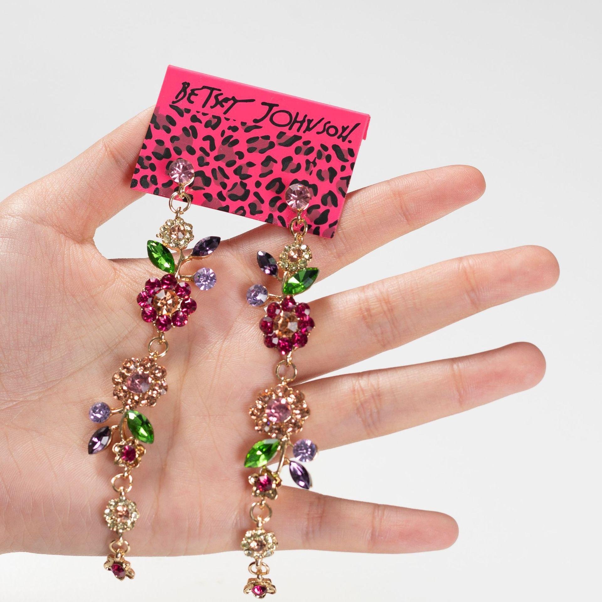 Многослойные серьги-лепестки с бриллиантами из сплава, богемные винтажные серьги с бахромой в виде цветов