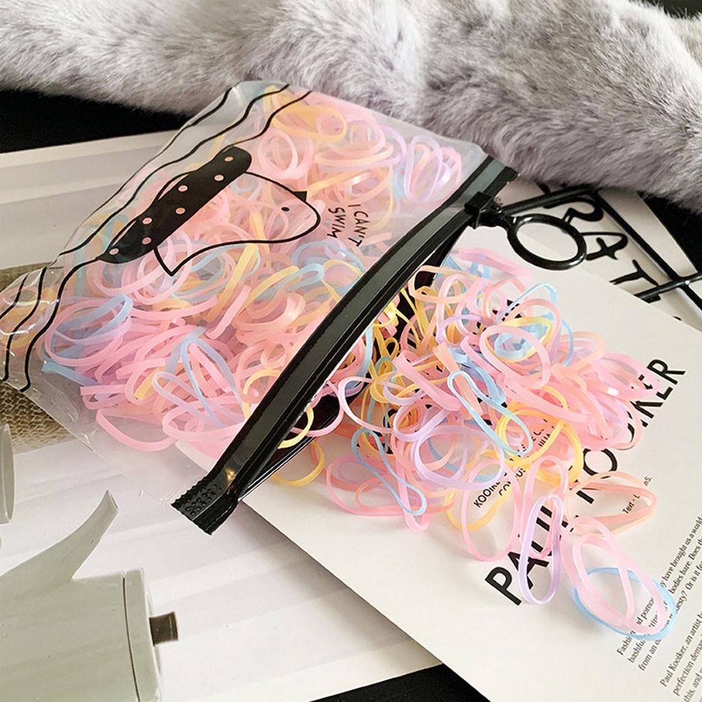 

500 шт./упак. красочные резинки для девочек, держатель для хвоста, эластичные аксессуары для волос One size