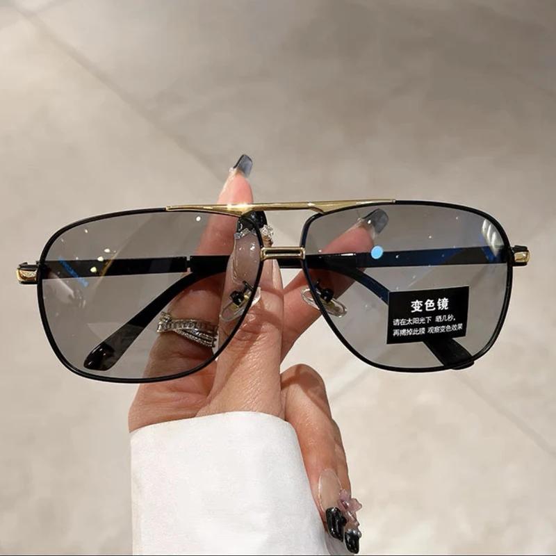 New Gradient Sunglasses for Men Vintage Big Frame Pilot Sun Glasses Brand Design Anti-reflective Lunette Eil Homme UV400