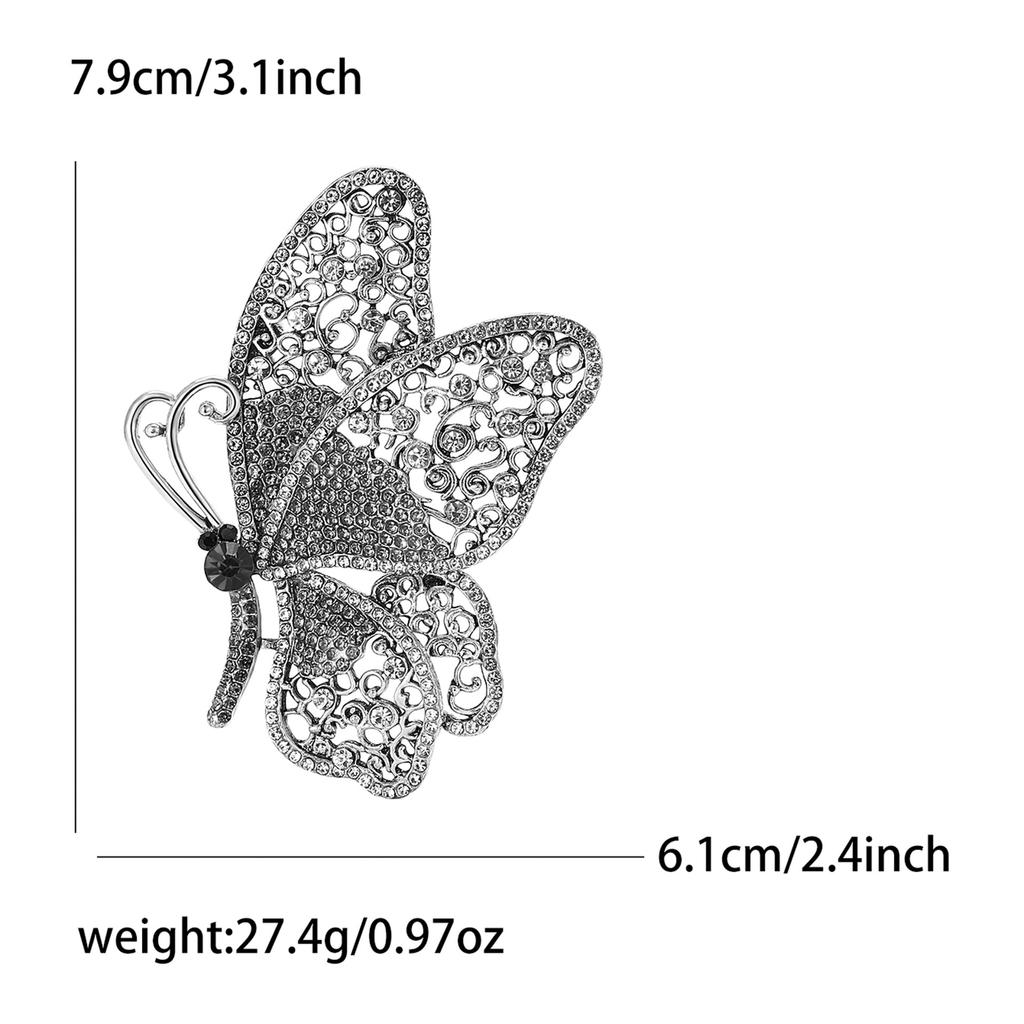 Vintage Alloy Rhinestone Big Butterfly Brooch Exquisite Fashion Women'S Suit Cardigan Corsage Ornament Pin