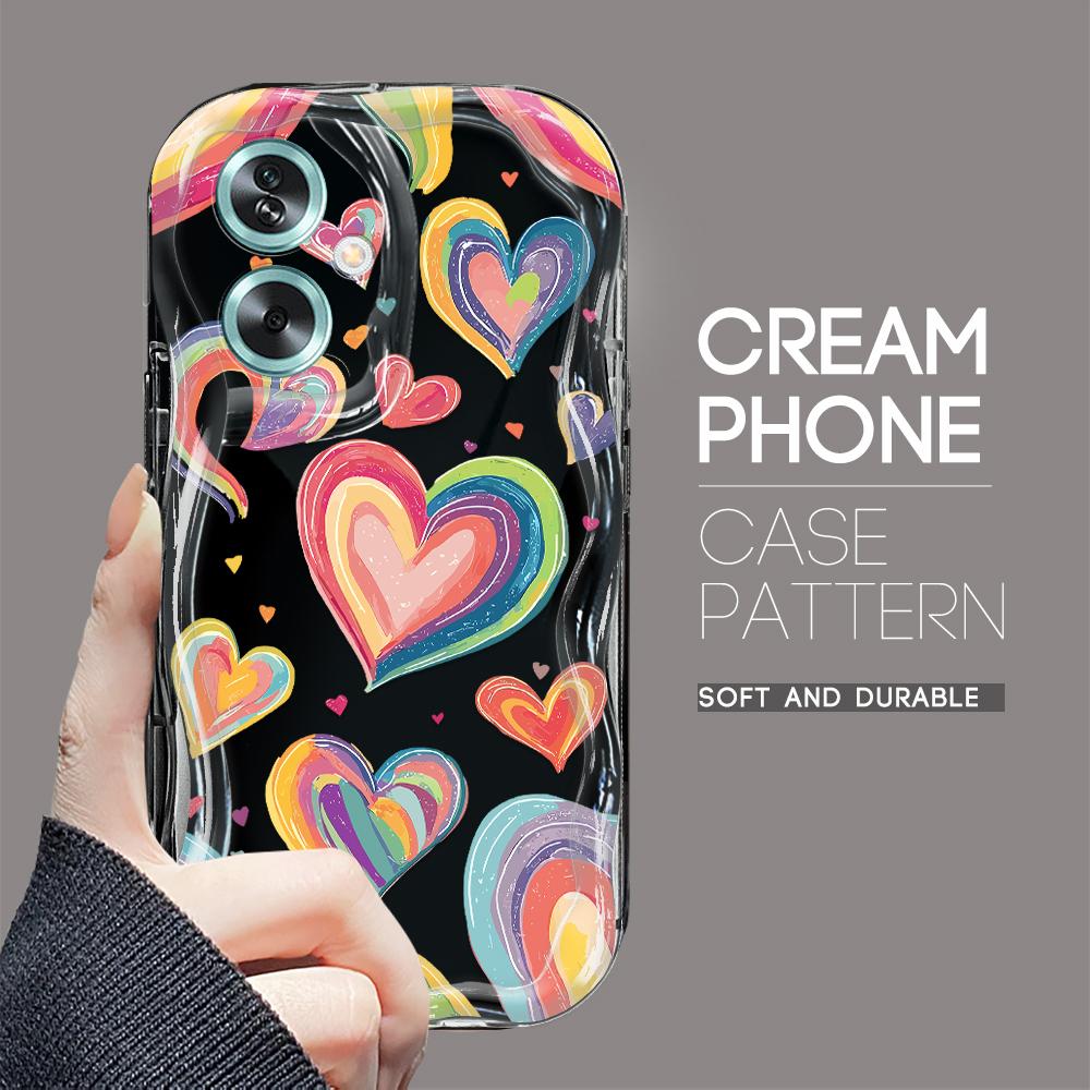 

Милый мультяшный узор, кремовая текстура, мягкий силиконовый чехол с волнистыми краями, чехол для телефона для OPPO Reno Realme OPPO F9