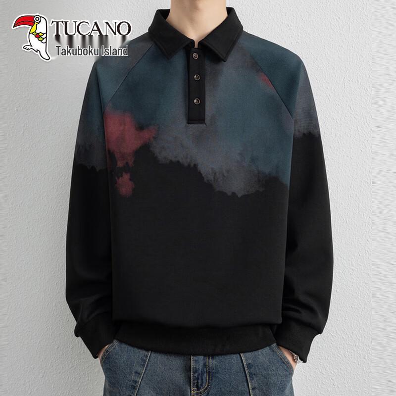 TUCANO Men s Plus Size Tie-Dye Print Long Sleeve Polo Shirt 2XL