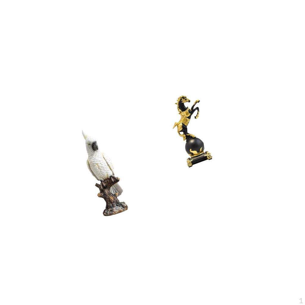Parrot Horse Statue Animal Sculpture Resin Modern Figurine Indoor Decorative Tabletop Ornament for