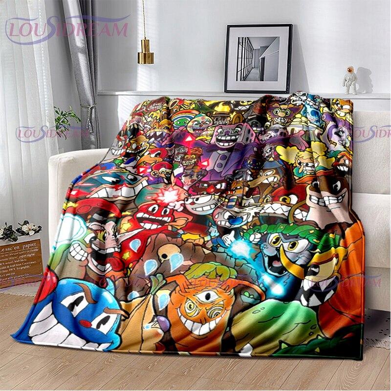 Kreslený roztomilý šálek s potiskem přikrývka pohovka přikrývka cestovní povlečení přikrývka flanelová přikrývka přehoz přes postel lehké cestovní