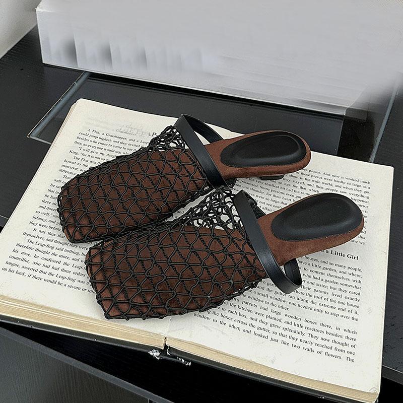 Fashion Ladies Wedges Slippers Sandals Shoes With Low Heel Fashion Mesh Female Wedges Summer Beach Slides Slippers Shoes For Women Mules