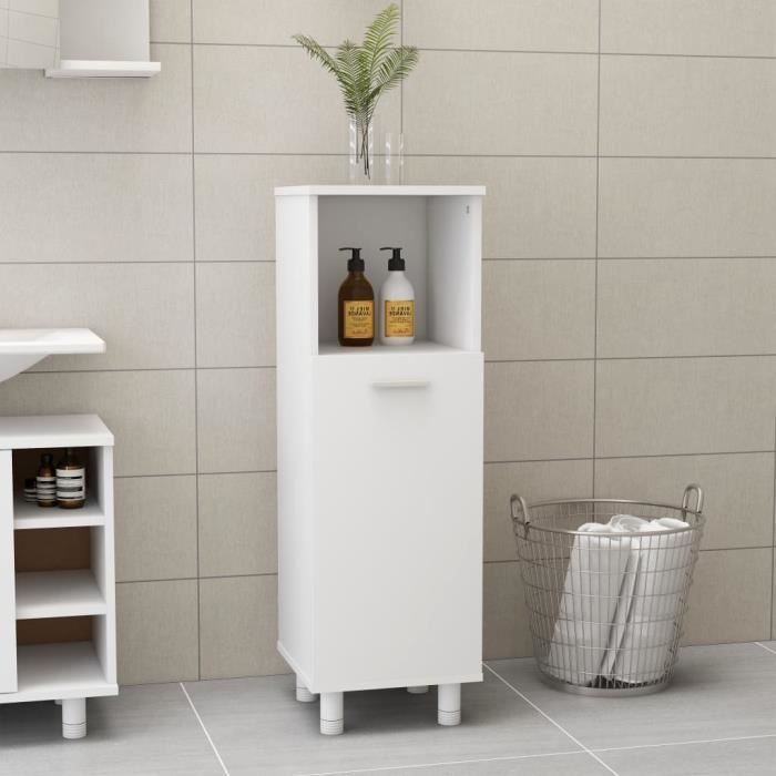 VidaXL Armoire de salle de bain, Blanc 30x30x95 cm Aggloméré