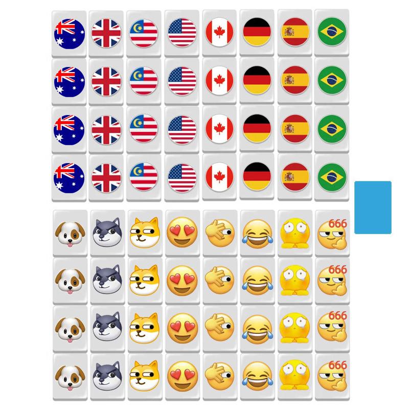 Kid Mini TikTok 64+1 Block Seaside Escape Mahjong Game with Pattern Flag Vs Ball Relax Time 1 2 3 4 Players Puzzle Game Toy Gift