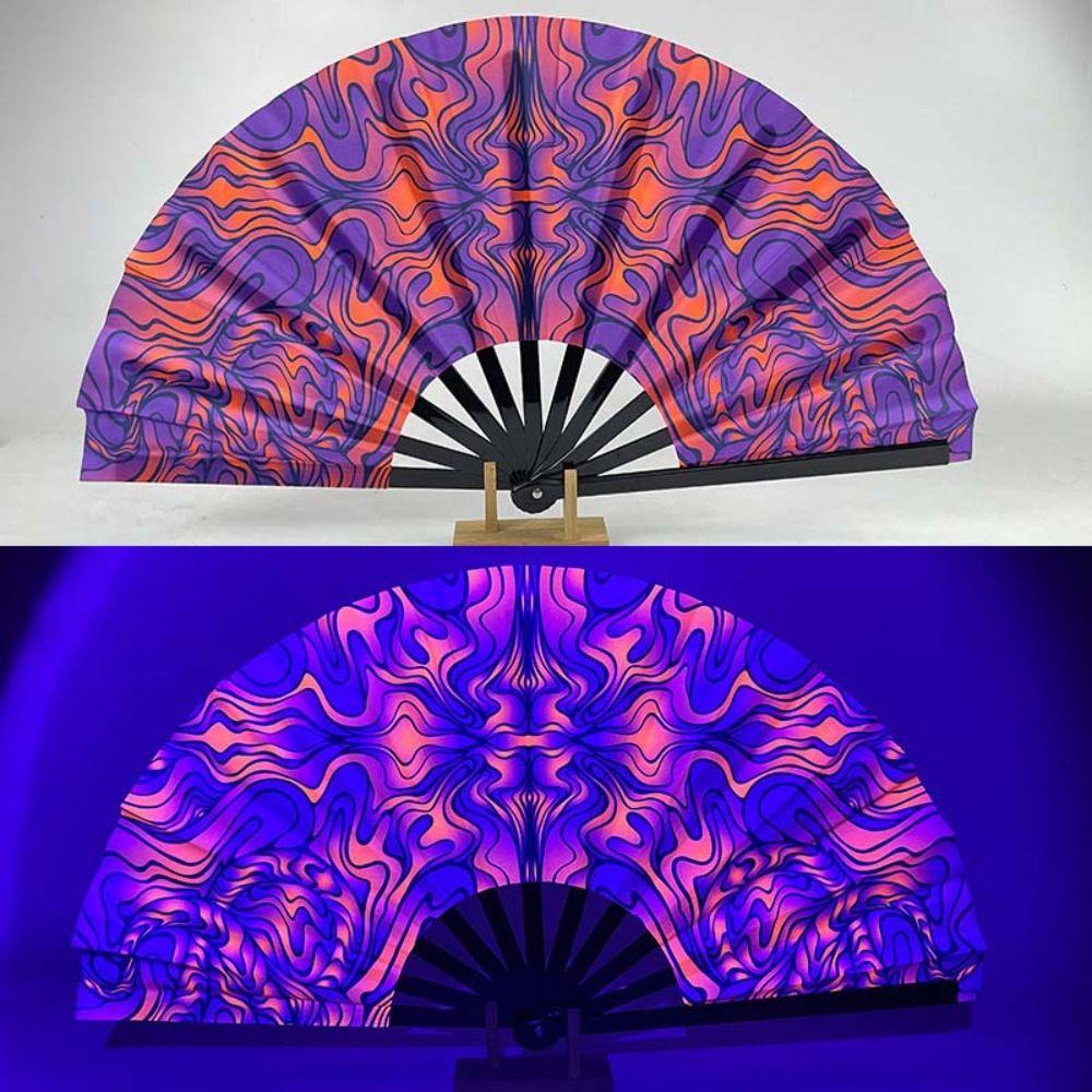 Ventilateur Psychedélique Néon Vibrant 13 pouces Papillon Ventilateur Luminescent Réactif aux UV Cosplay
