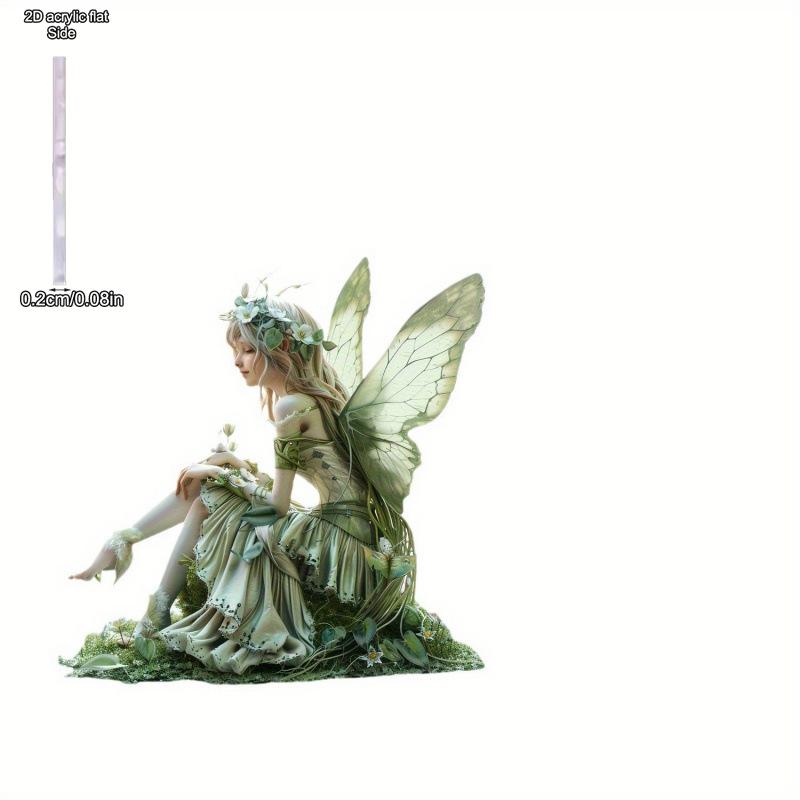 Creative Green Angel - 2D Flat Acrylic Desktop Ornament, Wall Decor Art, Four Seasons Decoration, Novelty Home Decor, Perfect Durable for Bedroom