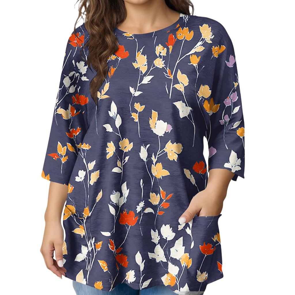Dámska módna blúzka s potlačou a krátkym rukávom vo veľkosti Plus Size pre elegantné dochádzanie do práce a bežné nosenie