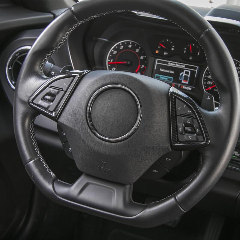 Central Steering Wheel Ring Trim Bezel For Chevrolet Camaro 2017+ Carbon Fiber