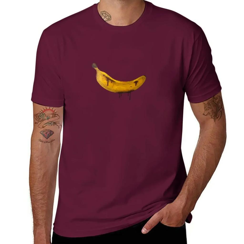 Das blutige Bananen T-Shirt Jungen Weiß Übergrößen Oversize T-Shirts für Herren