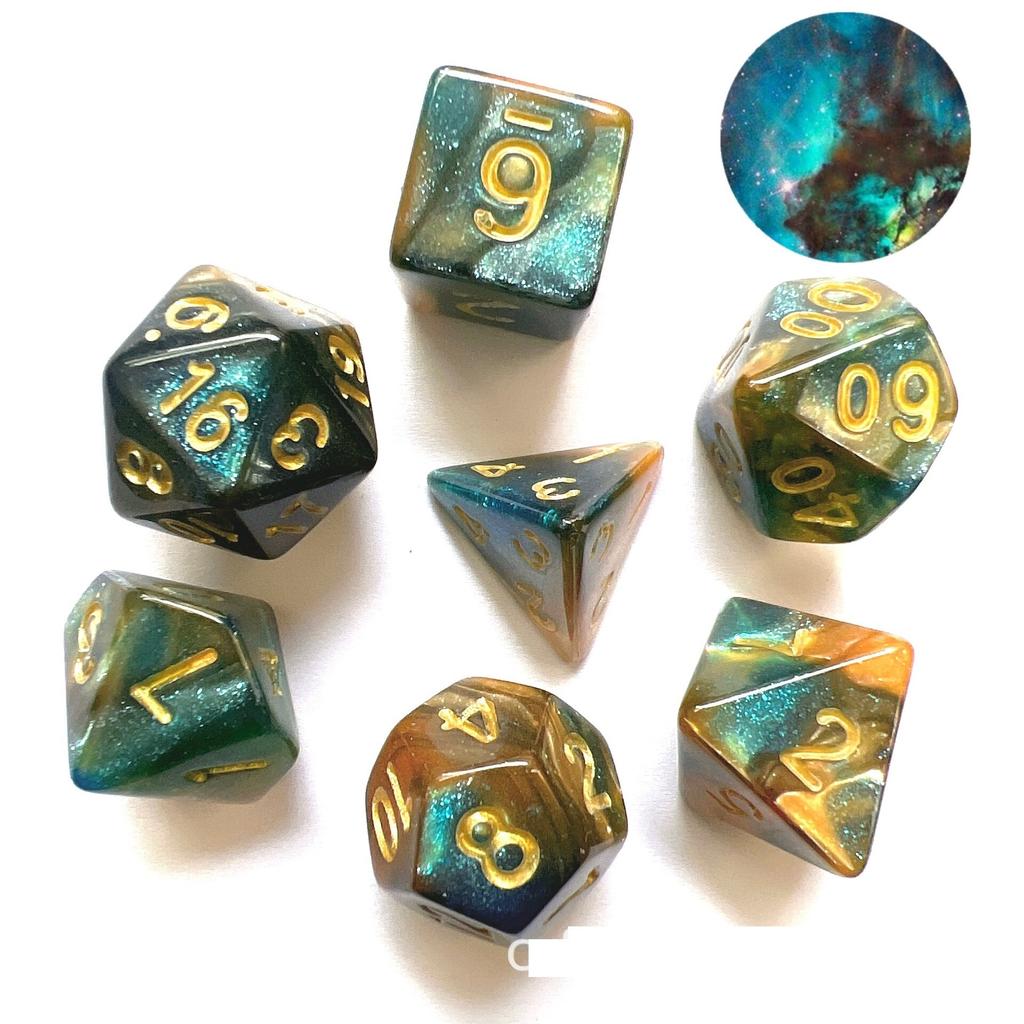 Neu Dual Farbe Multi Faced Dragon Und Dungeon-Spiel Würfel Brettspiel Farbe (7 Stück pro Set)