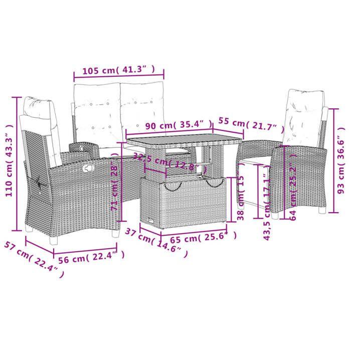 VidaXL Garden Dining Set with Cushions 4 Pcs, Patio Table, Patio Furniture, Outdoor Furniture, Black 3277396