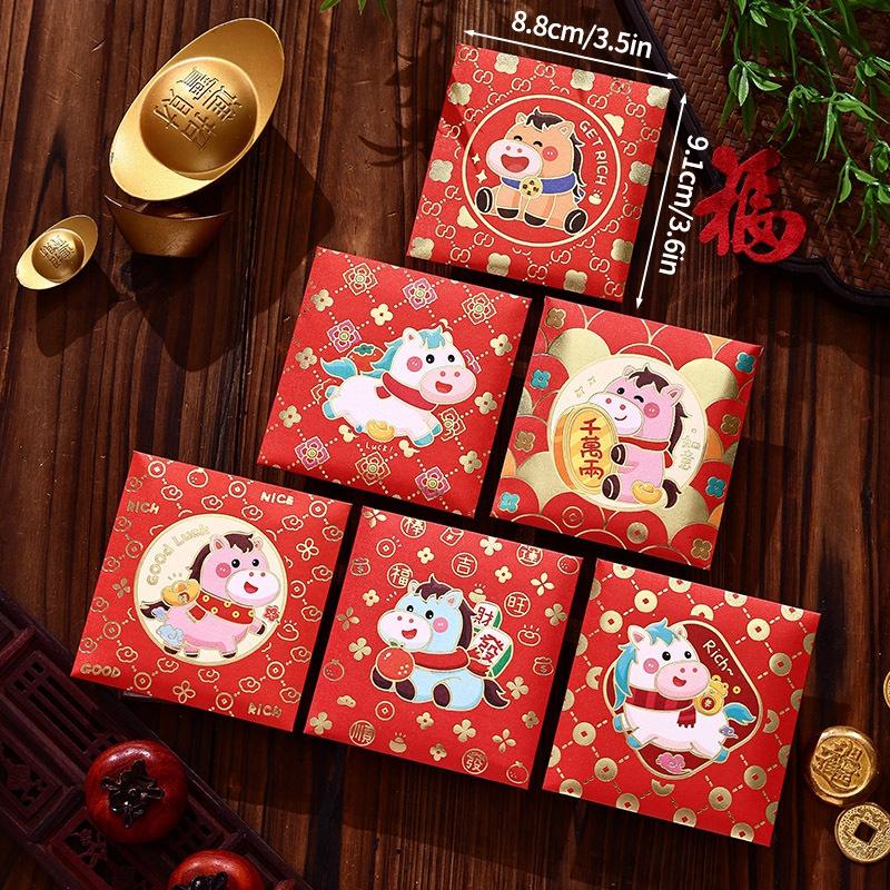 Chinese New Year Red Pockets Red Envelopes Gifts Lunar New Year Party Favors Chinese Spring Festival Red Pocket Money Paper Bag