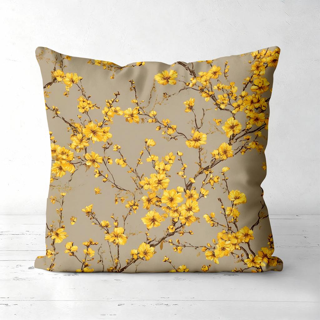 Set of  Yellow Floral Throw Pillow Covers Pattern Cushion Cover Suitable for Sofa Bedroom Car Pillow Cover