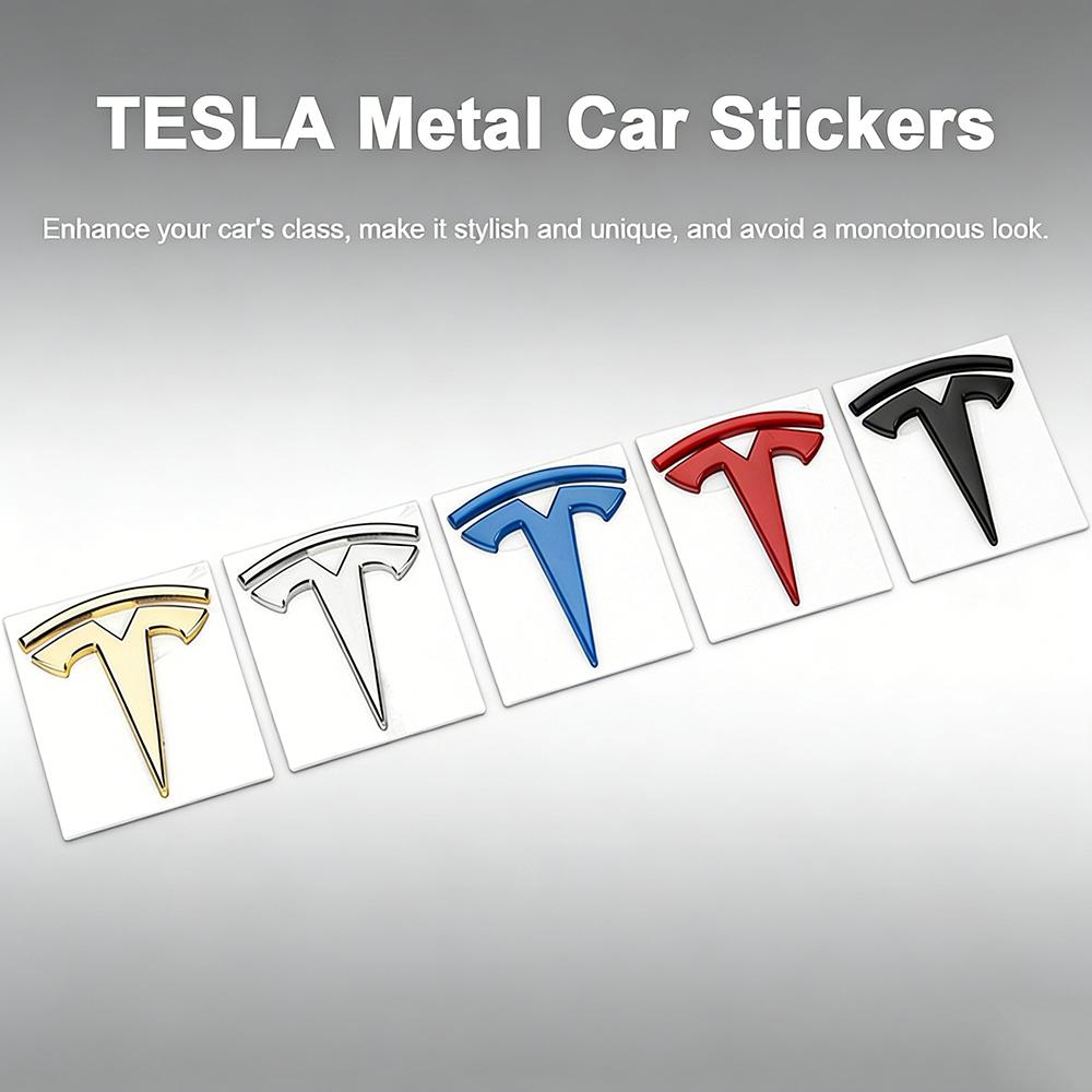 Adesivo Emblema Metallo Premium 3D per Logo Auto Tesla Decalcomania Decorazione Carrozzeria Parafango Bagagliaio per Tutti i Modelli Tesla